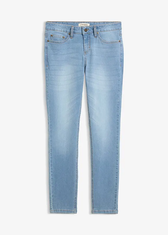 Skinny Jeans Mid Waist, Stretch in blau von vorne - bonprix Skinny Jeans Mid Waist, Stretch in blau von vorne - bonprix