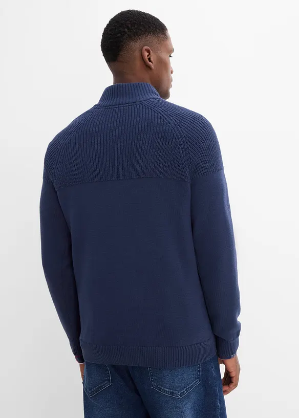 Troyer in Regular-Fit in blau von hinten (im Anschnitt) - bonprix