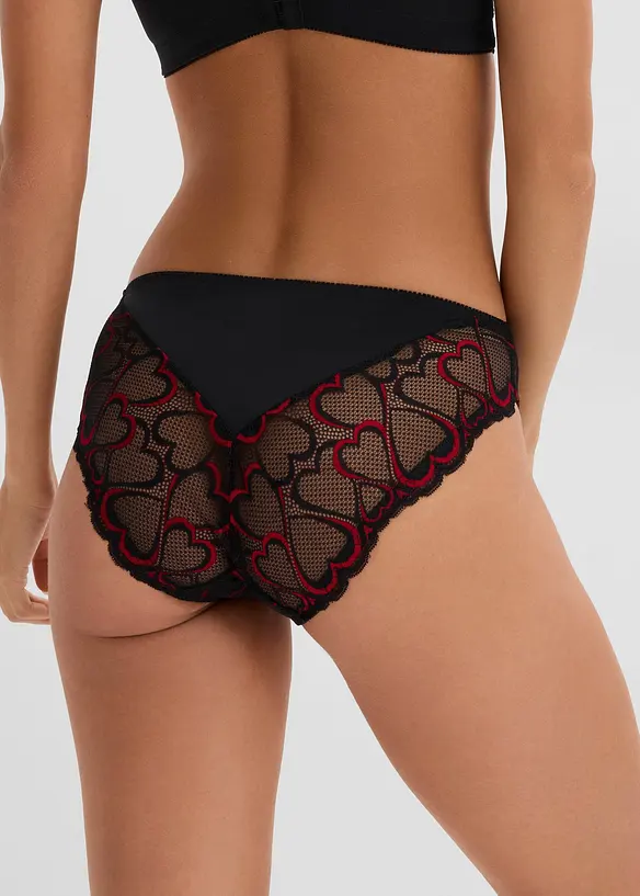 Slip mit zarter Spitze in schwarz von hinten - bonprix