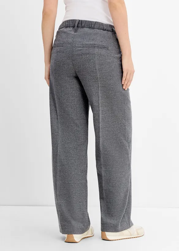 Elastische weite Hose für die Schwangerschaft und danach in grau von hinten - bonprix