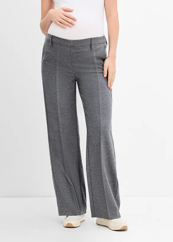 Elastische weite Hose für die Schwangerschaft und danach in grau von vorne - bonprix