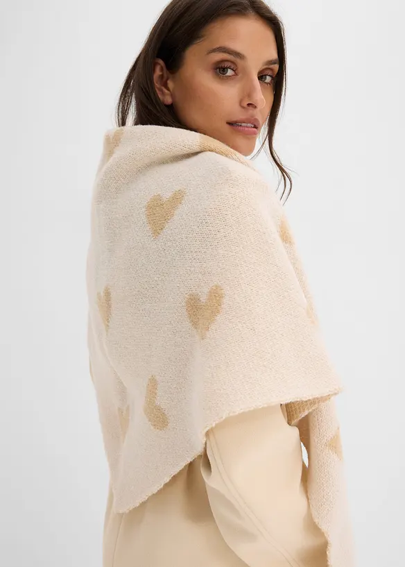 Dreieckstuch mit Herzen in beige von vorne (im Anschnitt) - bonprix