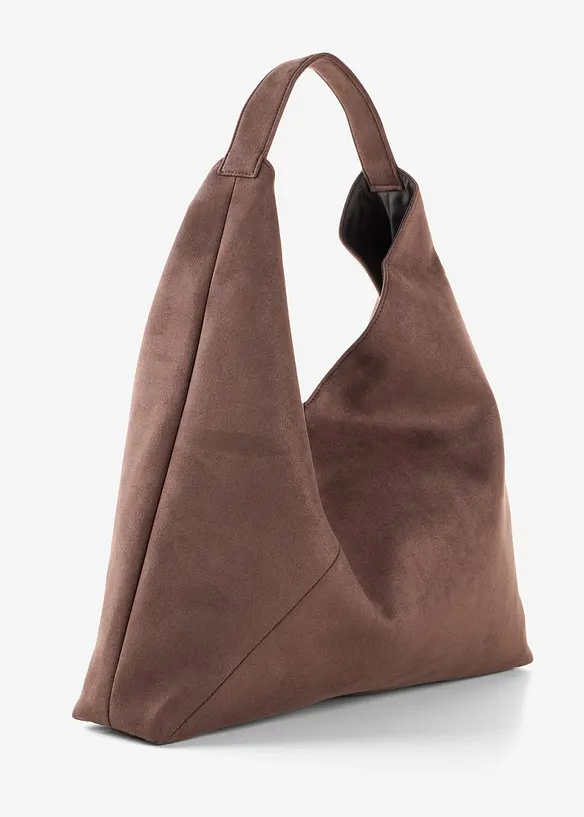 Shopper in Velourslederoptik in braun von hinten - bonprix