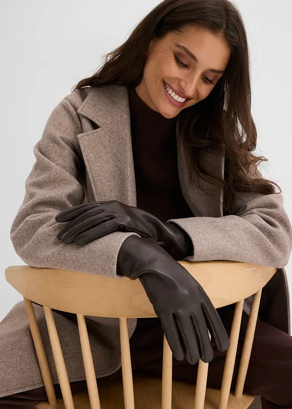 beschichtete Handschuhe in braun von vorne (im Anschnitt) - bonprix