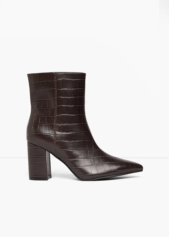 Stiefeletten mit Blockabsatz in braun - bonprix