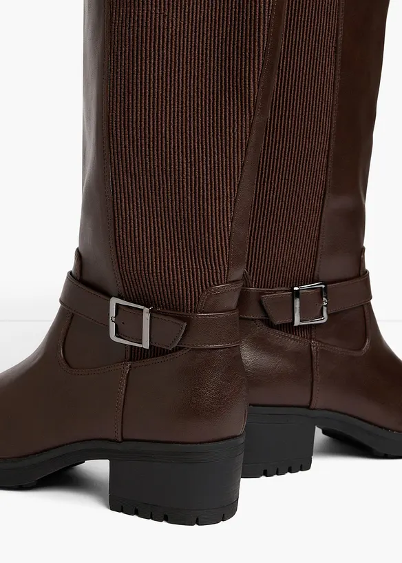 Stiefel mit Stretch-Einsatz in braun - bonprix