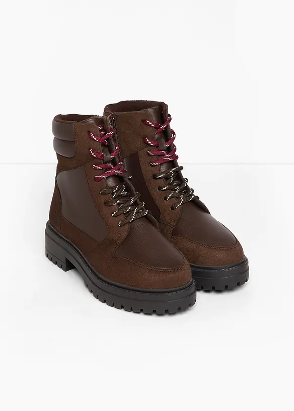 Schnürboots mit Profilsohle in braun - bonprix