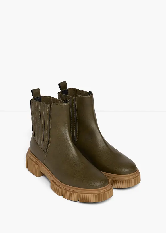 Chelsea-Boots mit Profilsohle in grün - bonprix