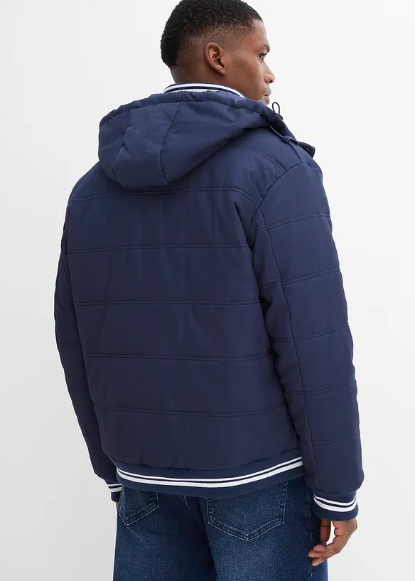 Steppjacke mit abnehmbarer Kapuze in blau von hinten (im Anschnitt) - bonprix