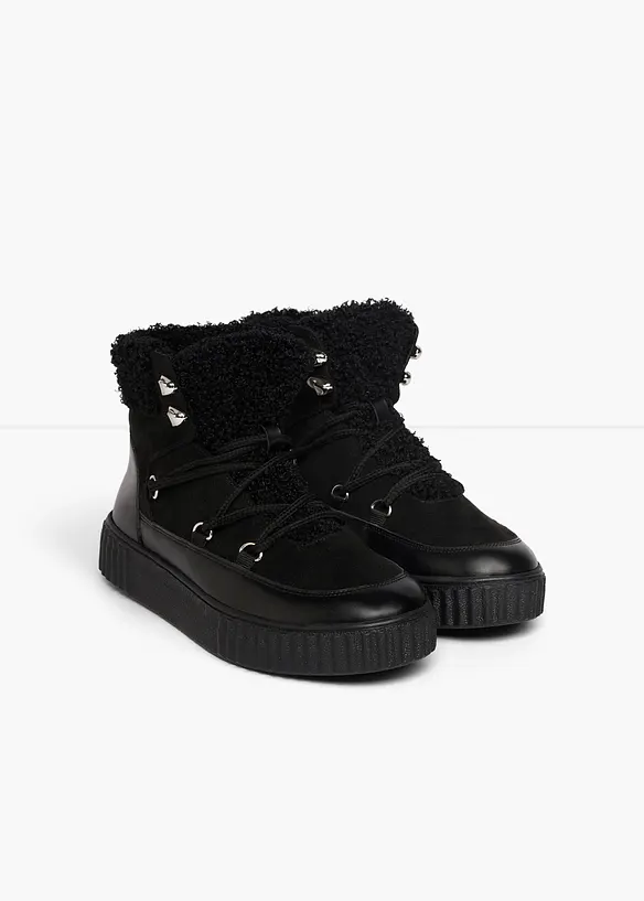 Gefütterte Schnürboots in schwarz - bonprix