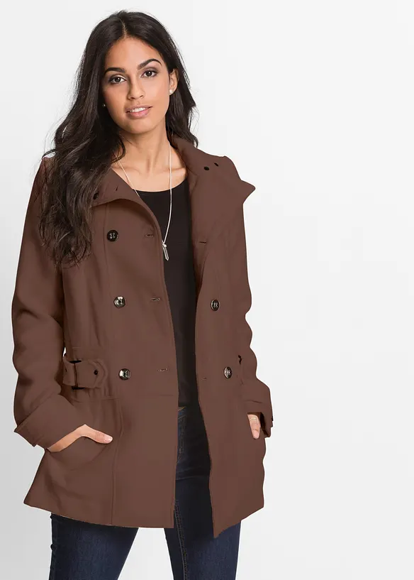 Kurzmantel, Petite in braun von vorne (Totalaufnahme) - bonprix