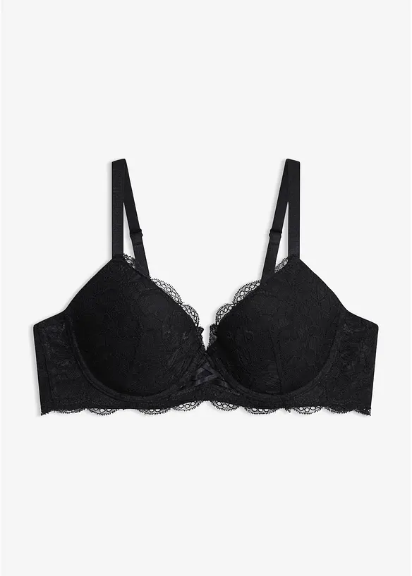 Schalen-BH mit zarter Spitze in schwarz von vorne - bonprix