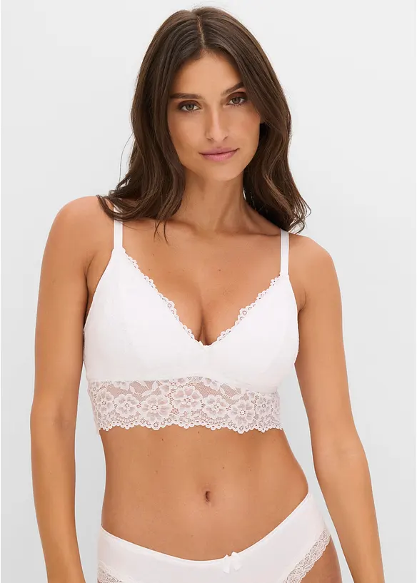 Bustier aus weicher Spitze (3er Pack) in schwarz von vorne (im Anschnitt) - bonprix