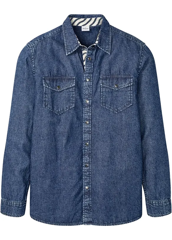 Jeanshemd aus reiner Baumwolle in blau von vorne - bonprix