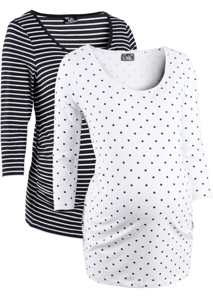 Umstandsshirts, 2er-Pack aus Bio-Baumwolle in weiß von vorne - bpc bonprix collection