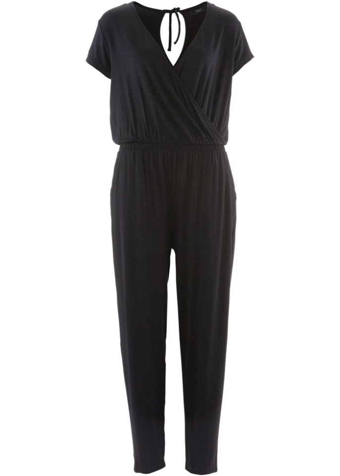 Jumpsuit, knöchellang in schwarz von vorne - bpc bonprix collection