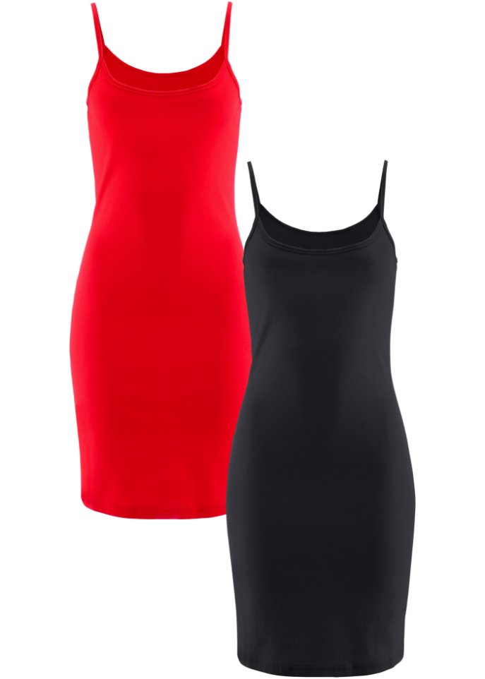 Kleid (2er Pack) in rot von vorne - bpc bonprix collection