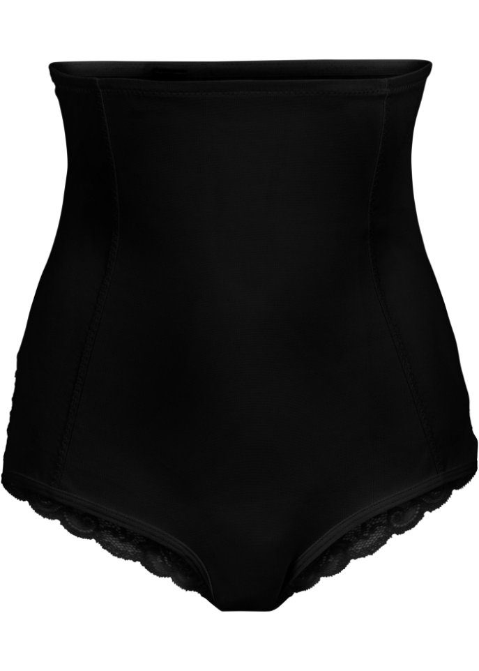 Shape Panty mit Spitzeneinsatz und starker Formkraft in schwarz von vorne - bpc bonprix collection - Nice Size