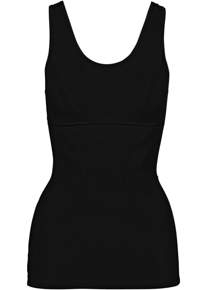 Shape-Top mit starker Formkraft in schwarz von vorne - bpc bonprix collection - Nice Size