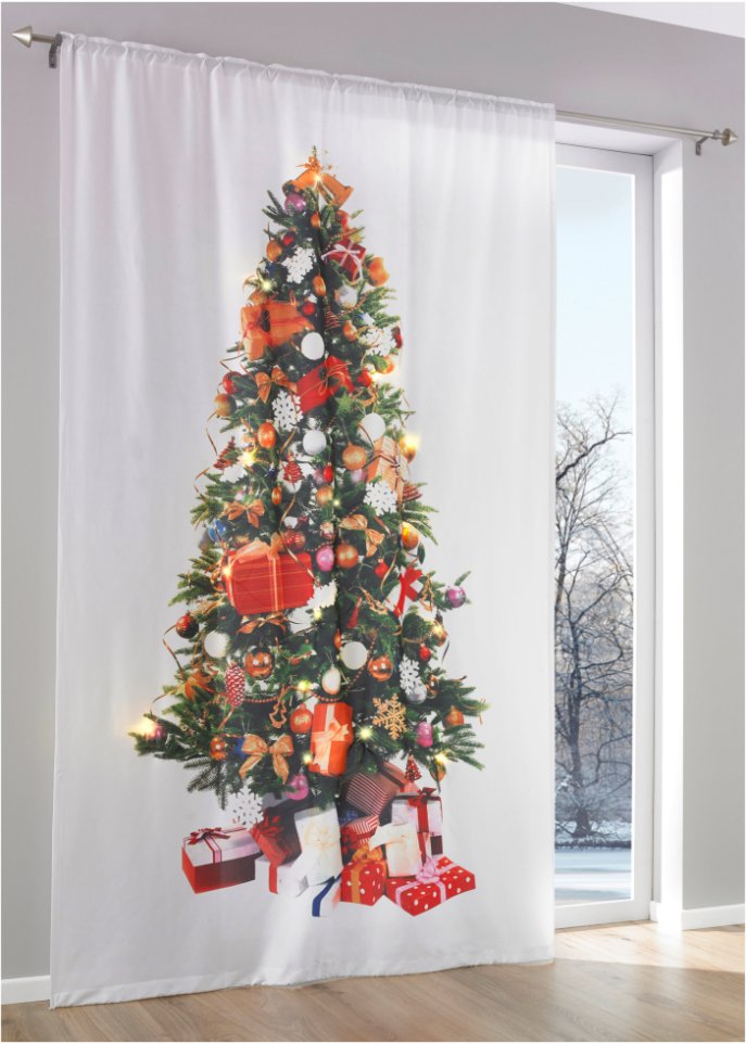LED-Vorhang mit Weihnachtsbaum Druck (1er Pack) in weiß - bpc living bonprix collection