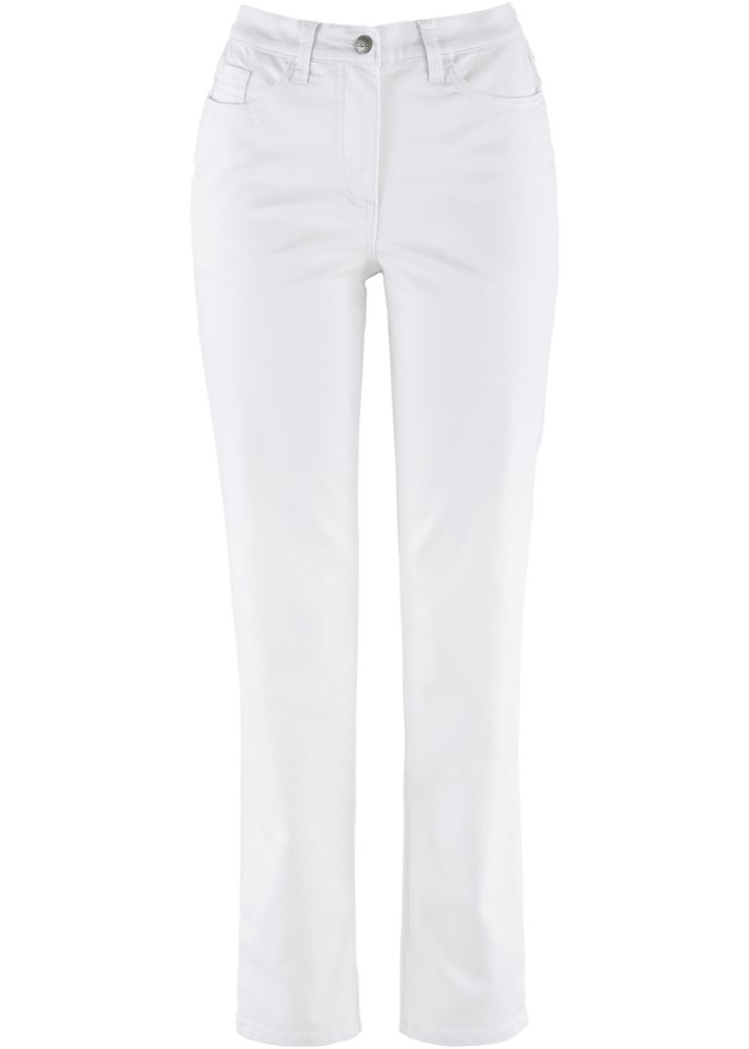 Straight Jeans, Mid Waist, Stretch  in weiß von vorne - bpc bonprix collection