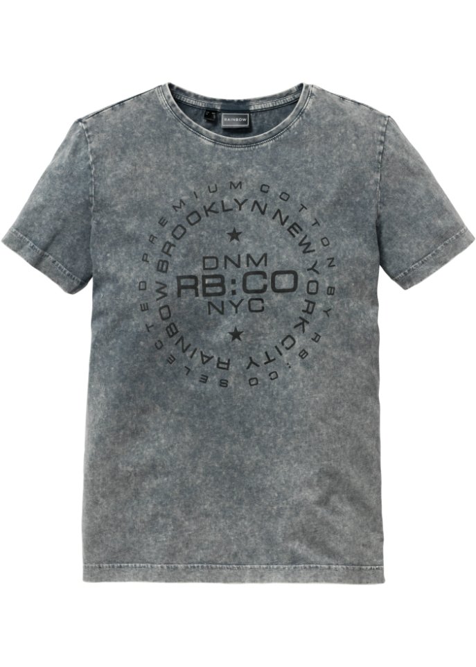 Hautfreundliches T-Shirt aus Baumwolle, Slim Fit in grau von vorne - RAINBOW