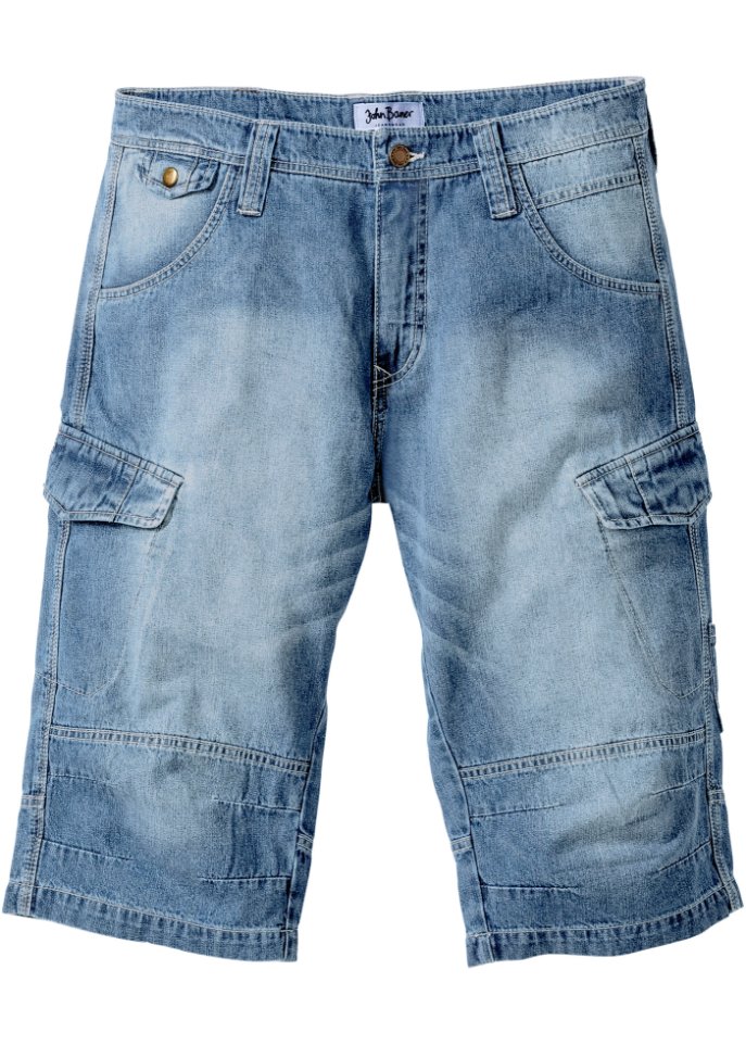 Jeans-Long-Bermuda, Loose Fit in blau von vorne - John Baner JEANSWEAR