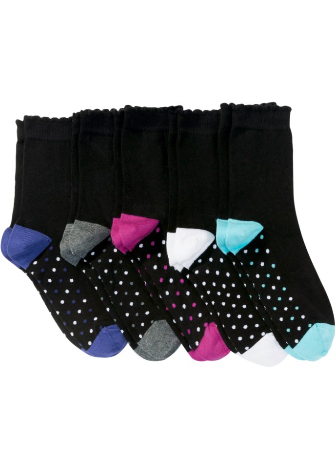 Damen Socken mit Bio-Baumwolle (5er Pack) in schwarz von vorne - bpc bonprix collection