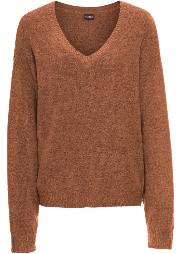 Oversize-Strick-Pullover in braun von vorne - BODYFLIRT