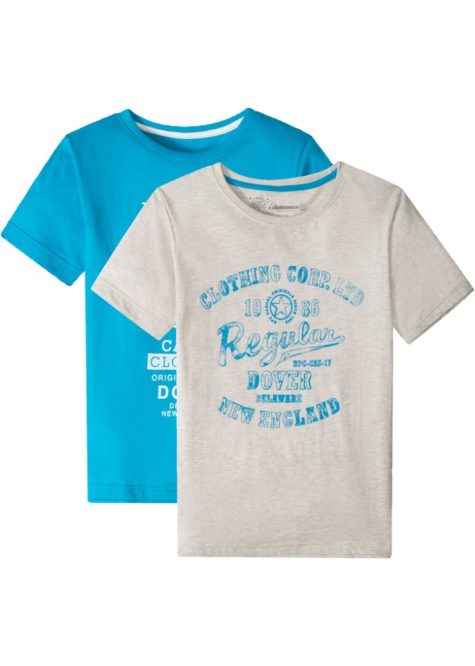 Jungen T-Shirt aus Bio-Baumwolle (2er Pack) in blau von vorne - bpc bonprix collection