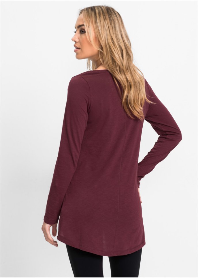 Trendiges Longshirt mit abgerundetem Saum - rot - Damen | bonprix