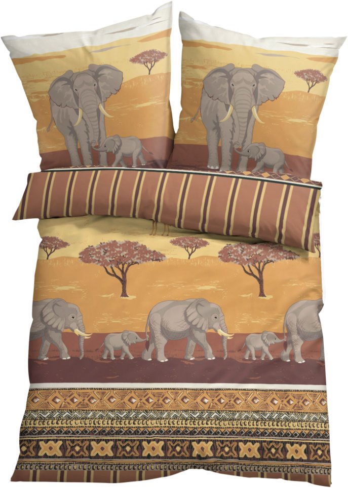 Bettwäsche mit Elefanten in braun - bpc living bonprix collection