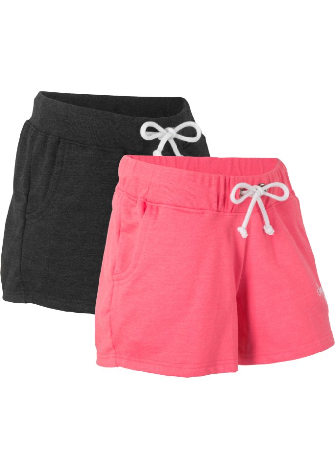 Sweat-Shorts (2er Pack), kurz in pink von vorne - bpc bonprix collection