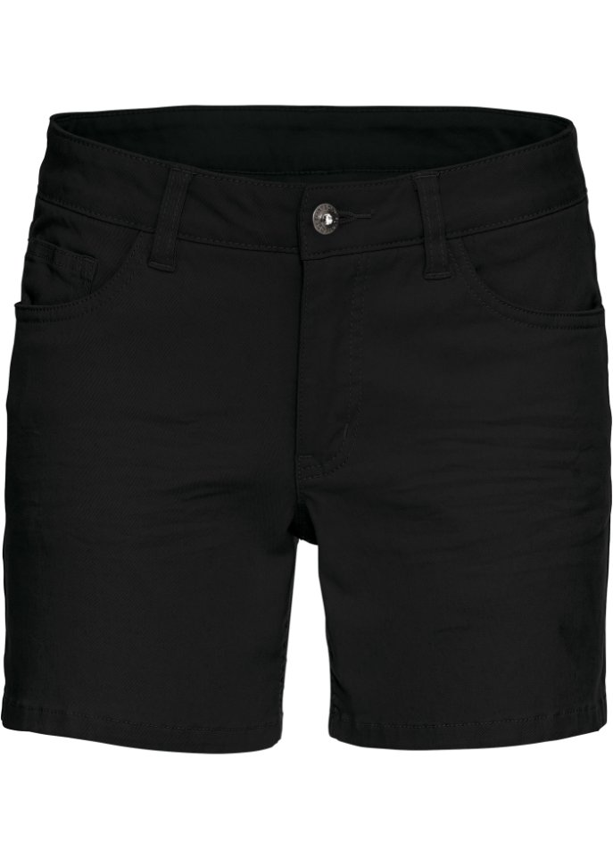 Twill-Shorts in schwarz von vorne - BODYFLIRT