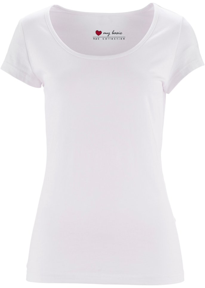 Stretch-Shirt, Kurzarm in weiß von vorne - bpc bonprix collection