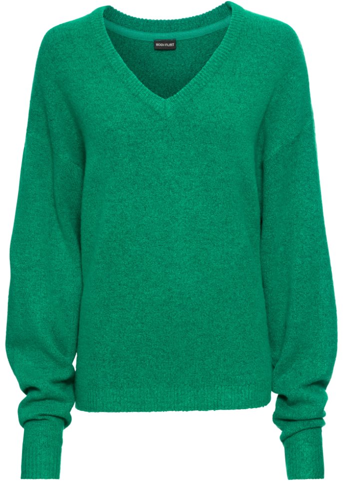 Oversize-Strick-Pullover in grün von vorne - BODYFLIRT