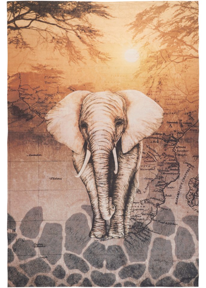 Teppich mit Elefant in beige - bpc living bonprix collection