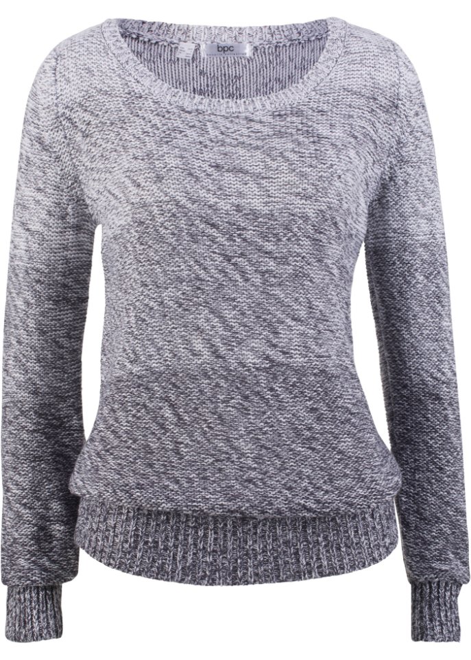 Rundhals-Pullover mit Farbverlauf, Langarm in grau von vorne - bpc bonprix collection