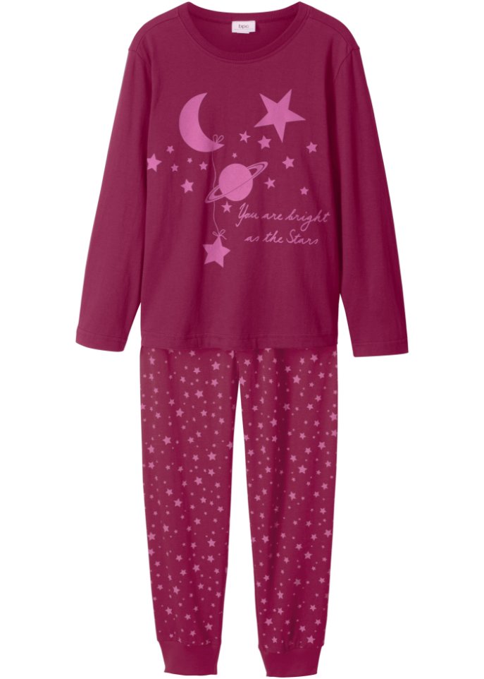 Mädchen Pyjama (2-tlg. Set) in lila von vorne - bpc bonprix collection