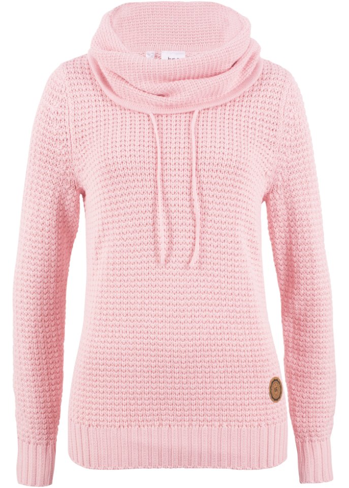Attraktiver Pullover Lederimitat-Accessoires - rosa bonprix