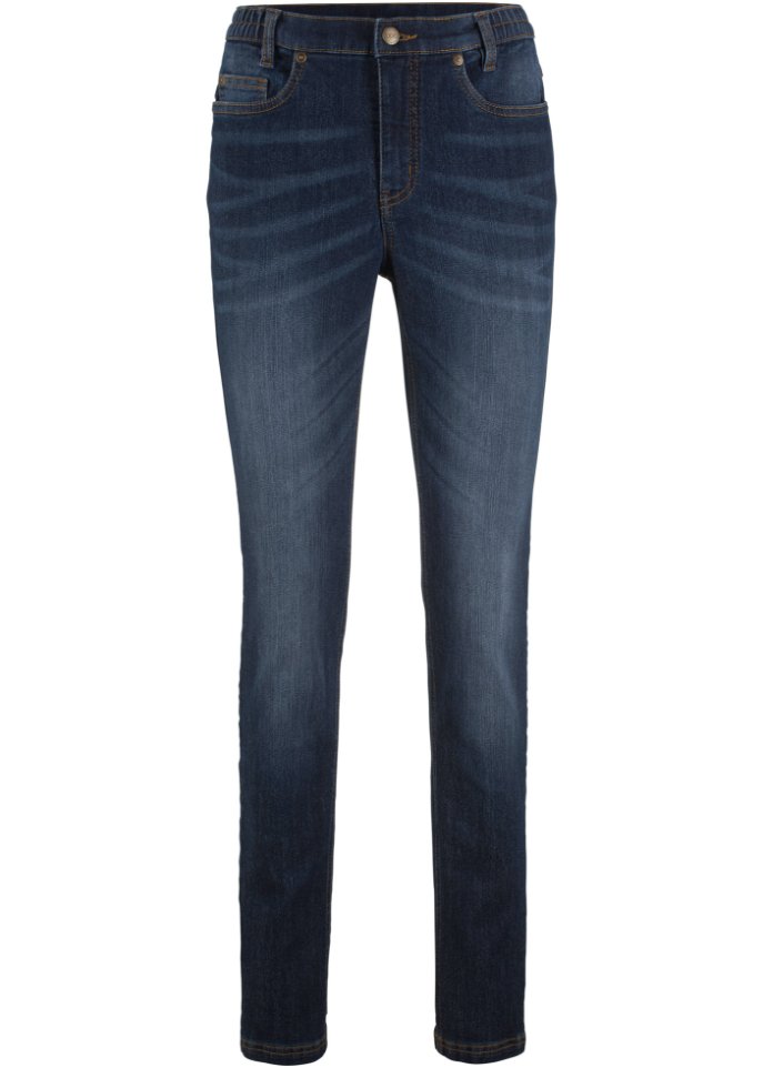 Skinny Jeans mit Bequembund in blau von vorne - bpc bonprix collection