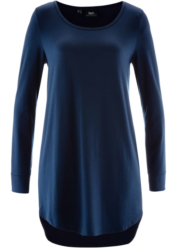 Longshirt, Langarm in blau von vorne - bpc bonprix collection