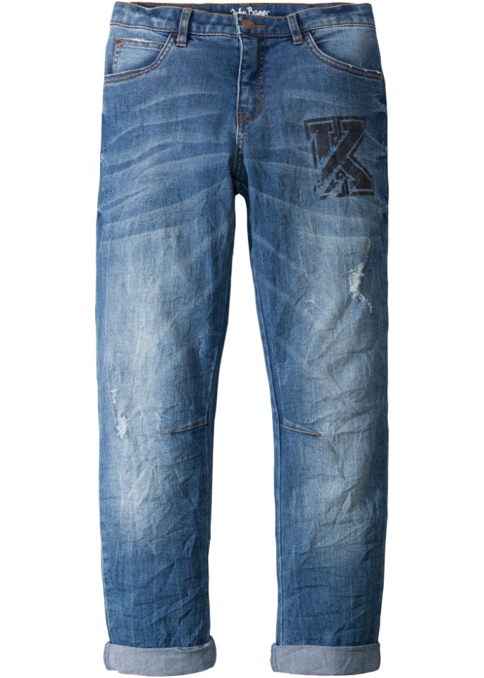 Jungen Stretch-Jeans, Slim Fit in blau von vorne - John Baner JEANSWEAR