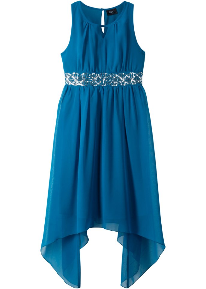 Mädchen Pailletten Kleid in blau von vorne - bpc bonprix collection