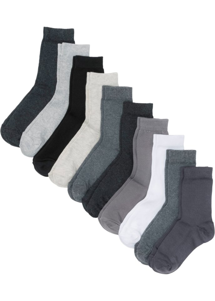 Socken Basic mit Bio-Baumwolle (10er Pack) in grau von vorne - bpc bonprix collection