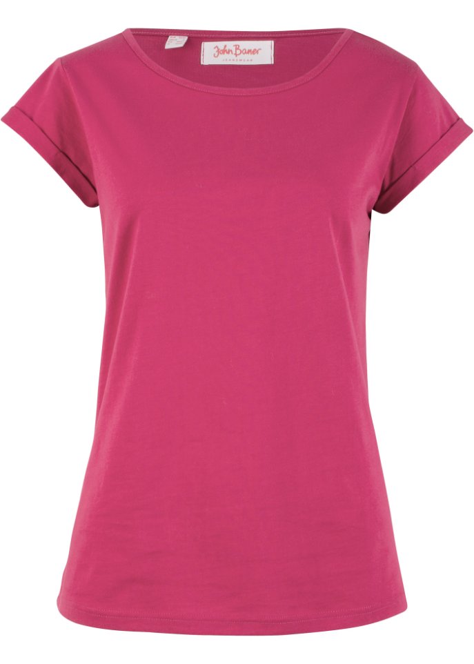 Baumwoll Shirt, Kurzarm in pink von vorne - John Baner JEANSWEAR