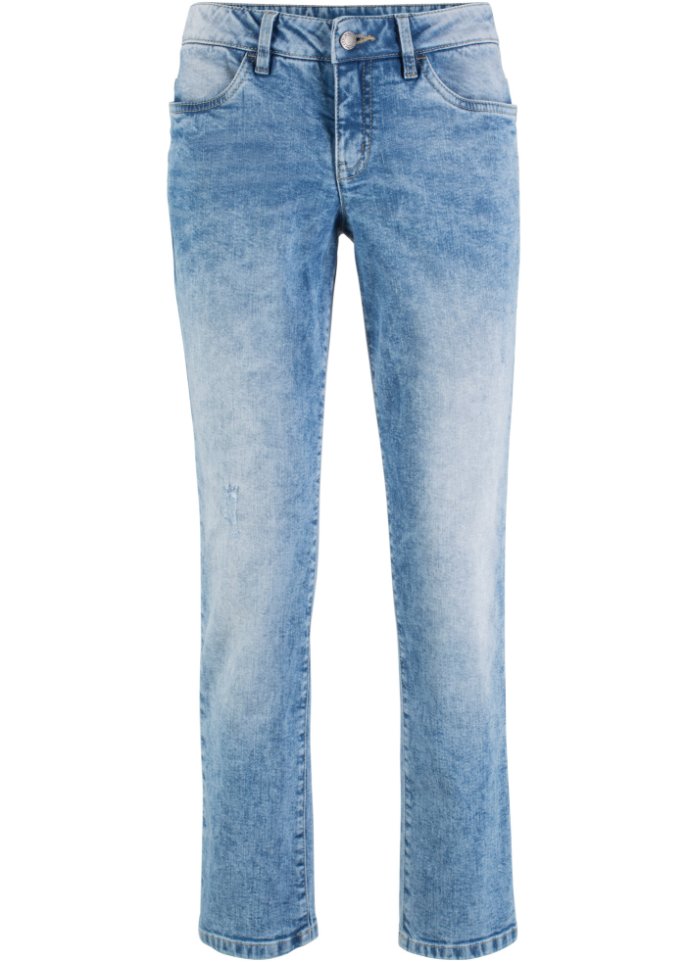 Stretch-Jeans verkürzt, Straight in blau von vorne - John Baner JEANSWEAR