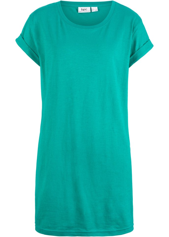 Boxy-Longshirt mit kurzen Ärmeln in grün von vorne - bpc bonprix collection