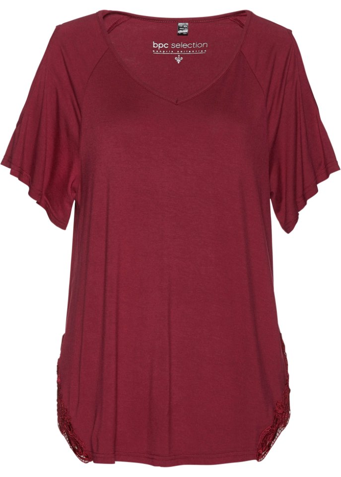 Cold-Shoulder-Shirt  in rot von vorne - bpc selection