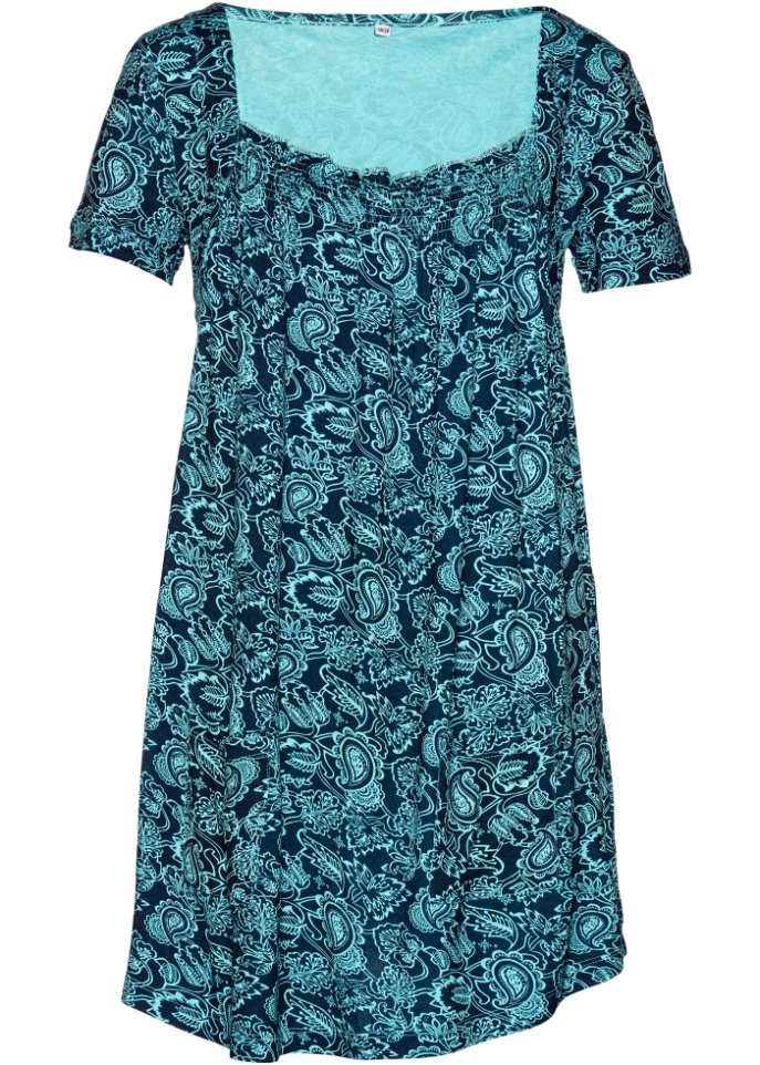 Shirt-Tunika, Kurzarm in blau von vorne - bpc bonprix collection